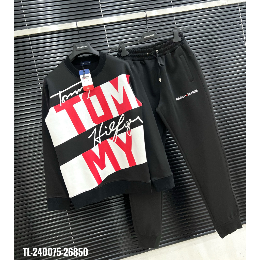 Bộ nỉ dài tay Tommy_ Bộ Áo Sweater Tommy Form Rộng Kiểu Dáng Unisex.-- hot trend Nam nữ New 2023.
