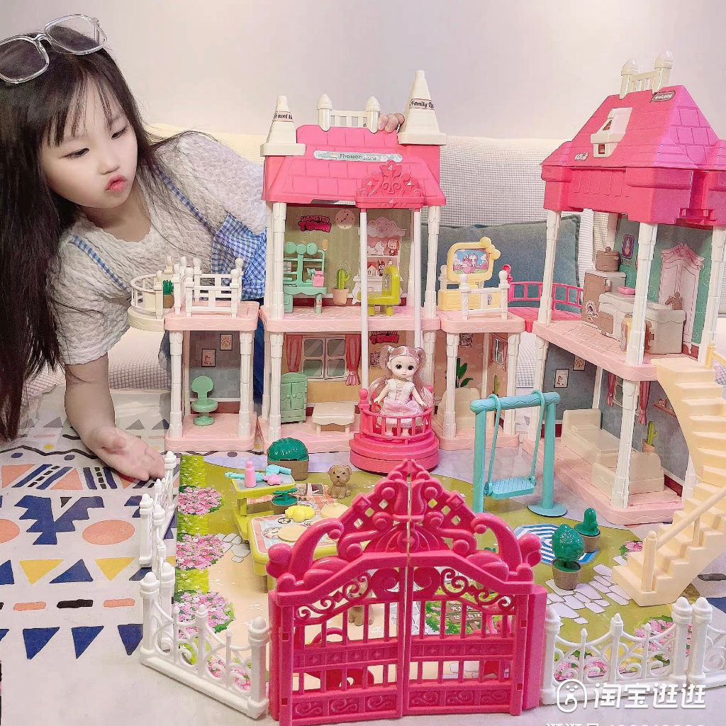 Đồ Chơi Lắp Ráp Ngôi Nhà Búp Bê - Villa Biệt Thự Công Chúa Barbie Kích Thước Lớn Dễ Thương Cho Bé Gái