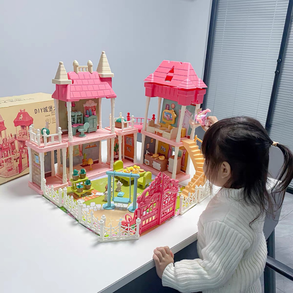 Đồ Chơi Lắp Ráp Ngôi Nhà Búp Bê - Villa Biệt Thự Công Chúa Barbie Kích Thước Lớn Dễ Thương Cho Bé Gái