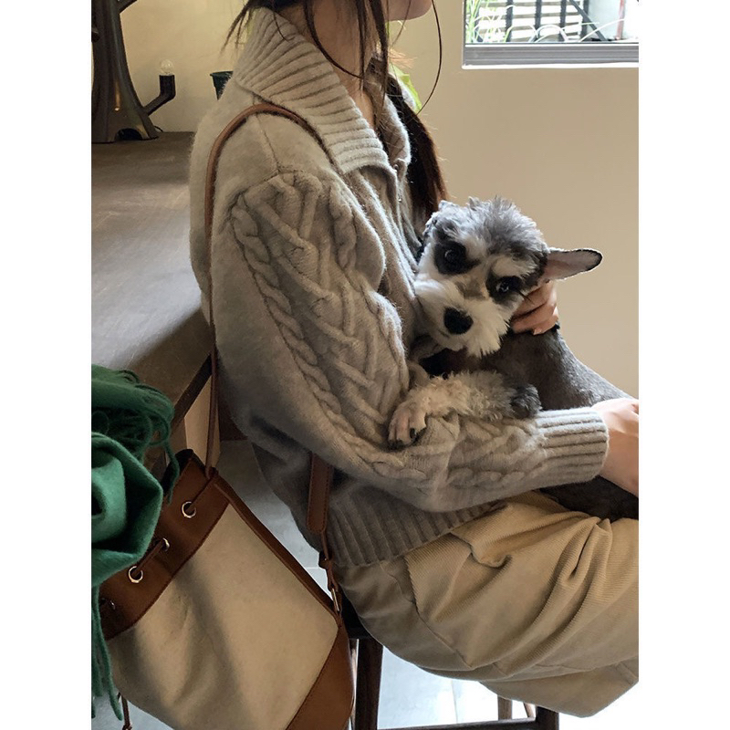 Áo len Xám khoá zip style Hàn lilis room