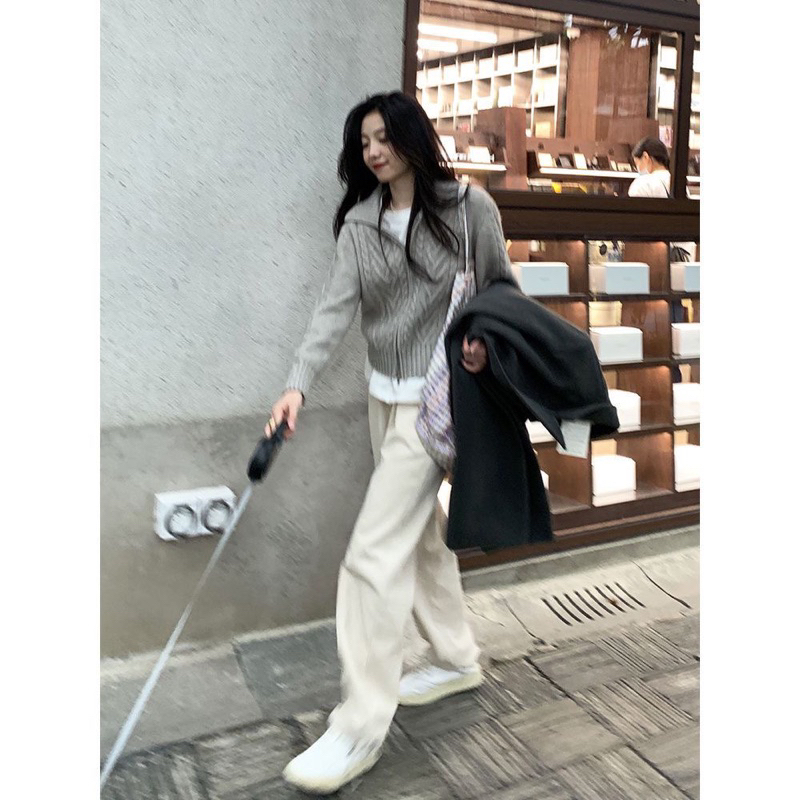 Áo len Xám khoá zip style Hàn lilis room