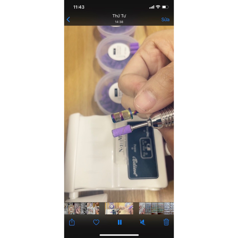 Đầu mài lắp nhám mini, nhám lụa tím mini 80/150/240