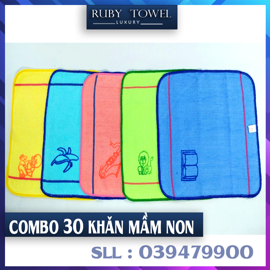 Combo sieu rẻ 30 khăn mầm non màu in kí hiệu