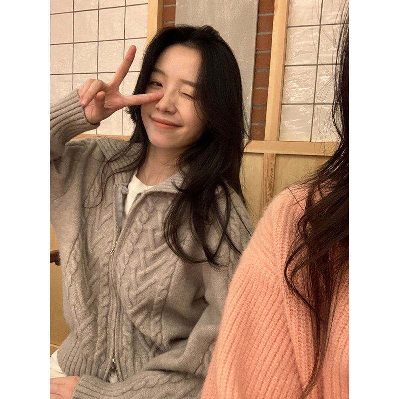 Áo len Xám khoá zip style Hàn lilis room