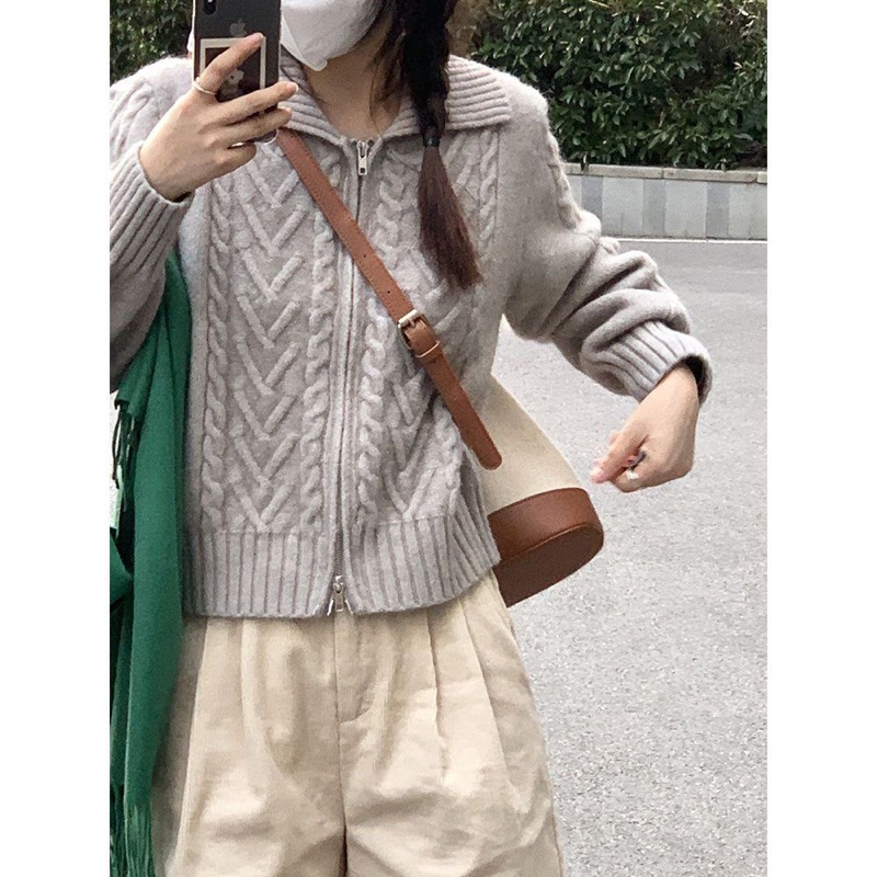 Áo len Xám khoá zip style Hàn lilis room