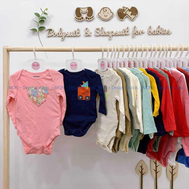 Bodysuit hàng xuất dư Old.Navy bộ body chip dài tay vải ORGANIC COTTON cao cấp mềm mát cho bé