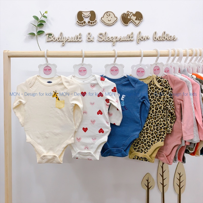 Bodysuit hàng xuất dư Old.Navy bộ body chip dài tay vải ORGANIC COTTON cao cấp mềm mát cho bé