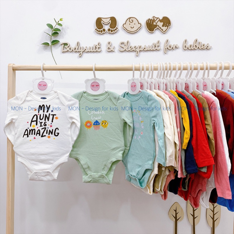 Bodysuit hàng xuất dư Old.Navy bộ body chip dài tay vải ORGANIC COTTON cao cấp mềm mát cho bé