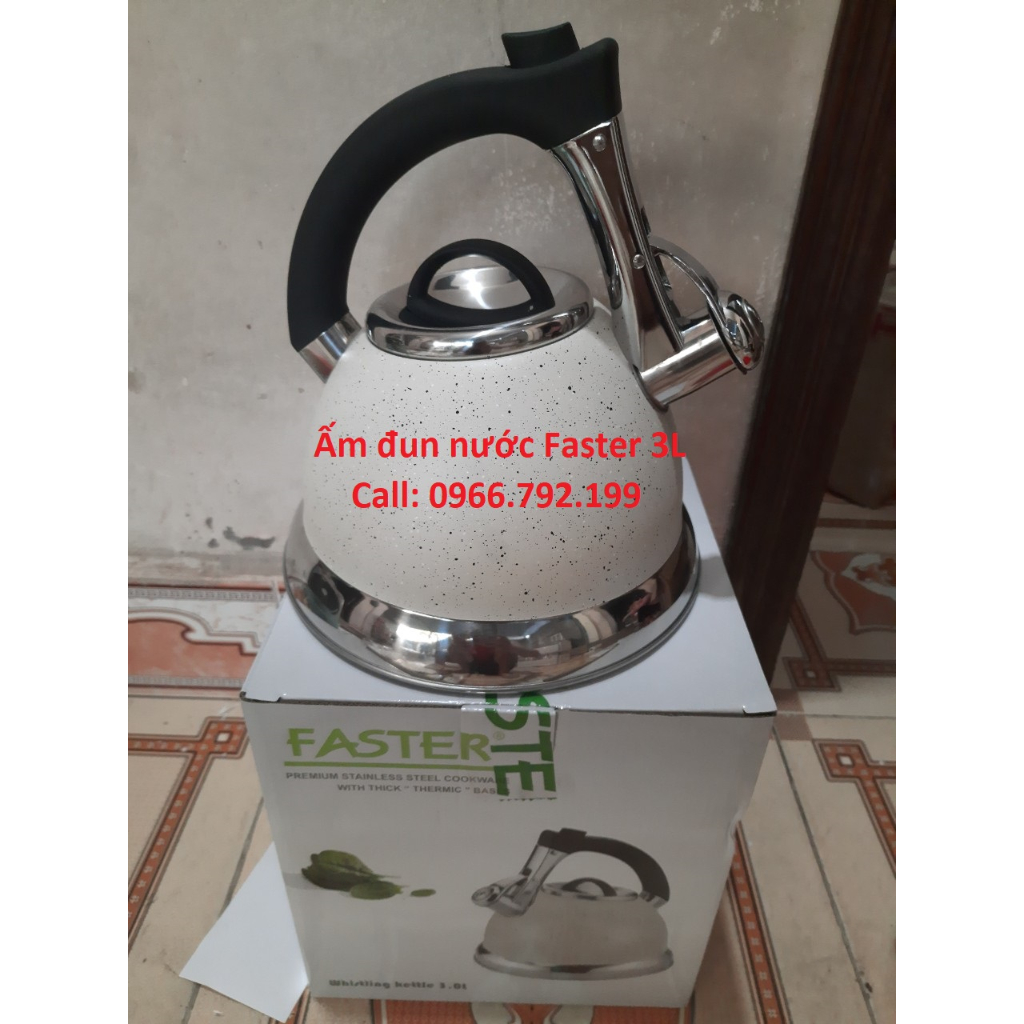 Ấm đun nước bếp từ Faster 3L ✅ Inox 304 ✅ Có còi báo hiệu sôi 👉 Hàng Chính Hãng