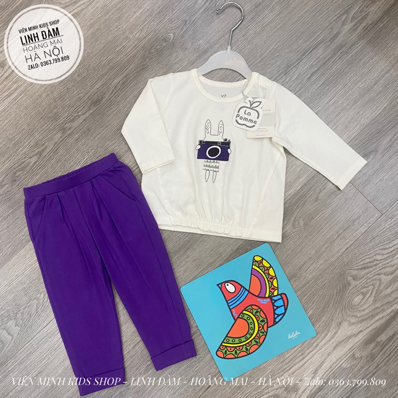 LA POMME Bộ dài tay thỏ con vui vẻ hãng La pomme