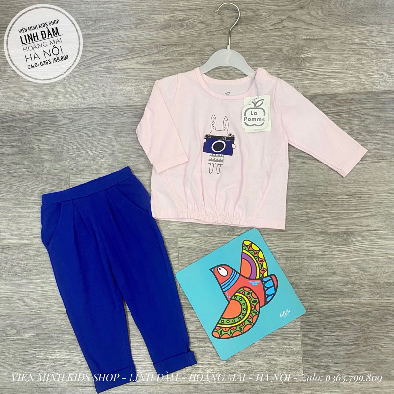 LA POMME Bộ dài tay thỏ con vui vẻ hãng La pomme