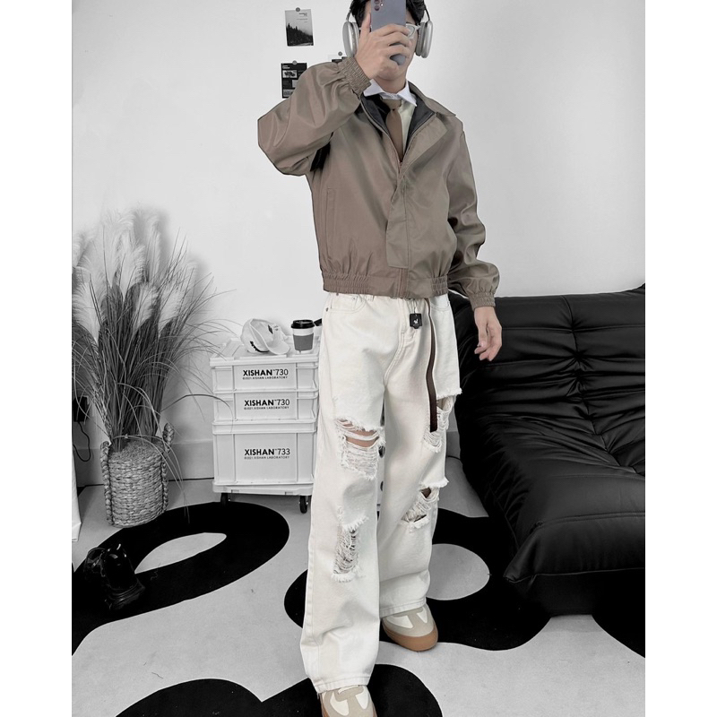 Áo khoác bomber unisex,thiết kế form crop