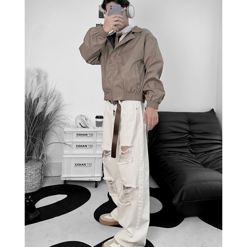 Áo khoác bomber unisex,thiết kế form crop