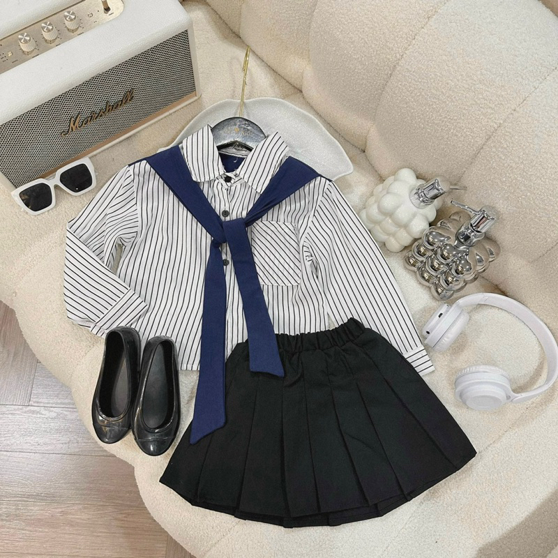 Set váy sơ mi thuỷ thủ bé gái