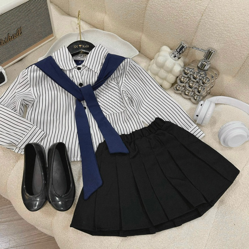 Set váy sơ mi thuỷ thủ bé gái