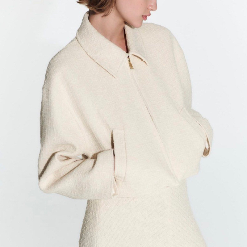 Áo khoác crop tweed Zara authentic