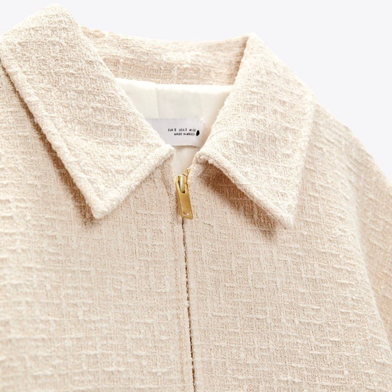 Áo khoác crop tweed Zara authentic