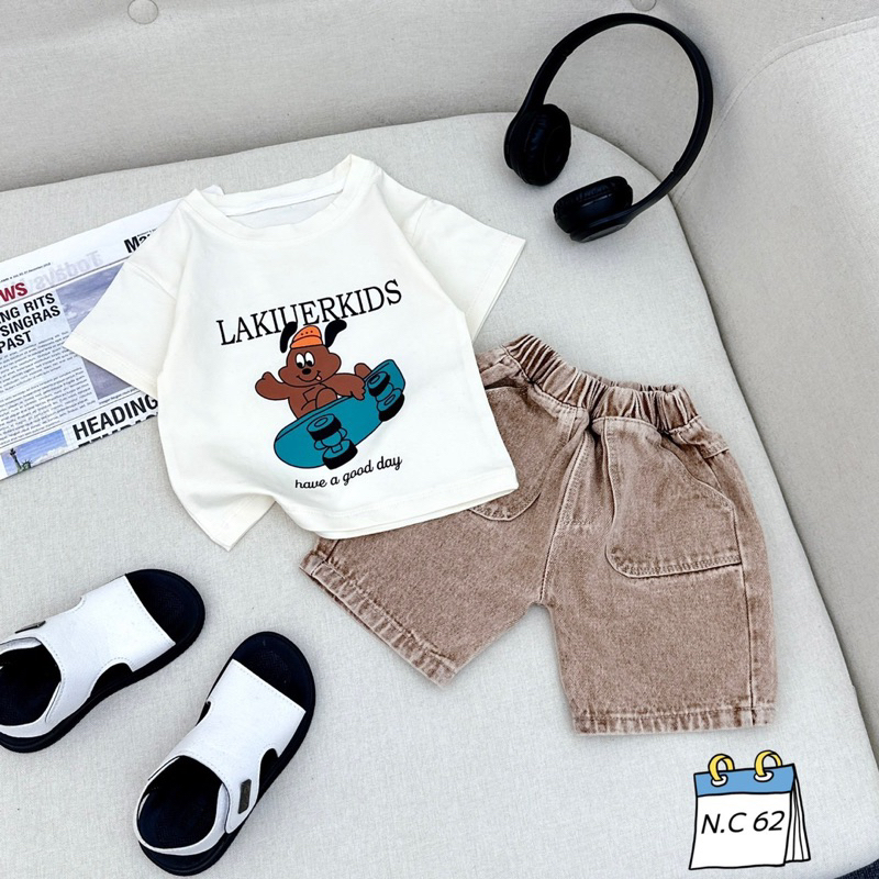 Bộ chó LaKIu quần nâu bé trai