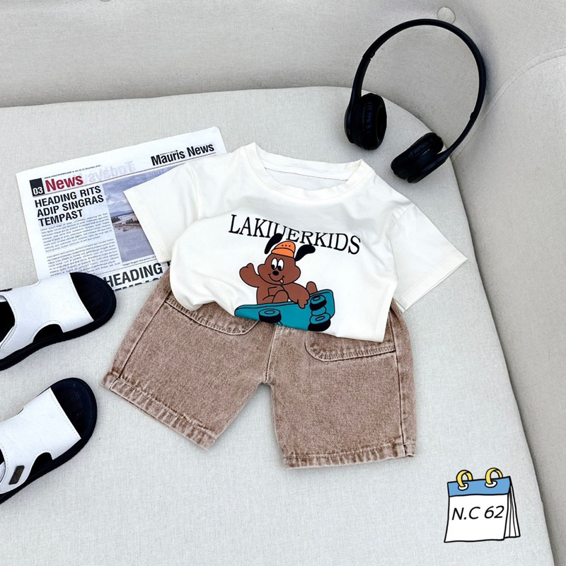 Bộ chó LaKIu quần nâu bé trai