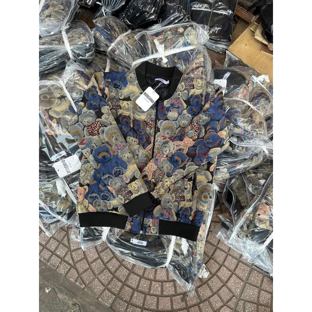 Áo Khoác Bomber Nam Nữ   Dệt Hoạ Tiết Gấu Bông  Bo Chun Dày Dặn Hot Trend Nam Nữ