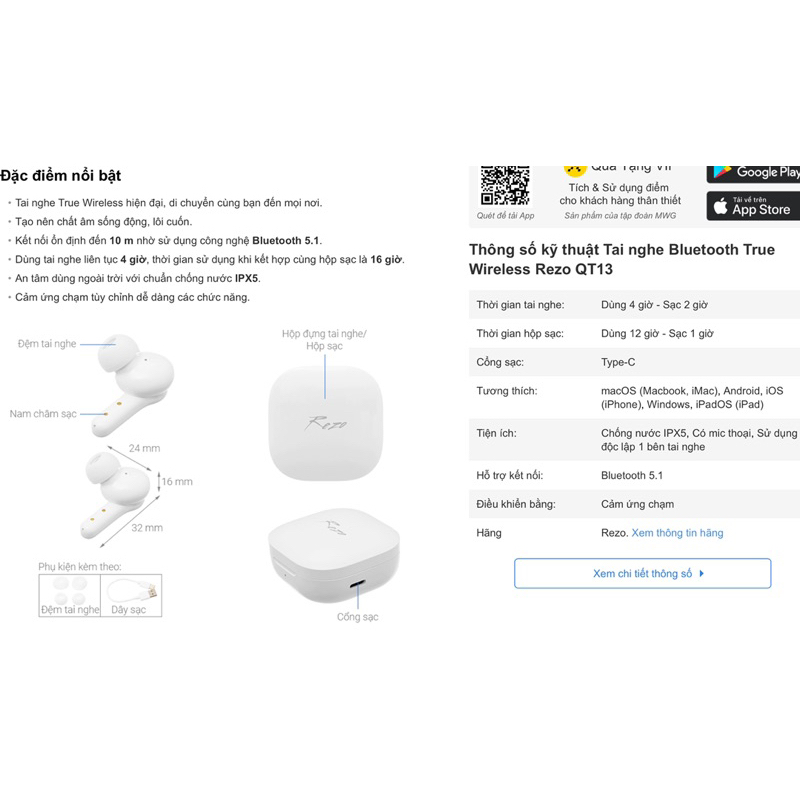 Xác Tai nghe Bluetooth Zero QT13