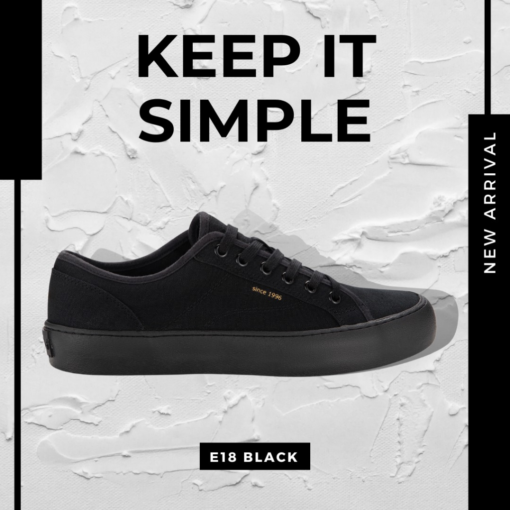 Giày Sneaker Vải Canvas Nam Nữ E18 Black DIncox