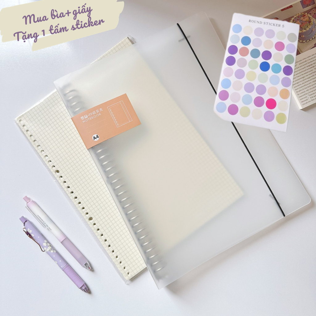 Sổ còng A4 A5 B5 4 6 9 20 26 còng làm sổ planner bullet journal BC01