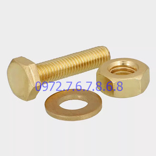 Bulong Đồng M14, Dài 5cm (KÈM ĐAI ỐC VÀ LONG ĐỀN)