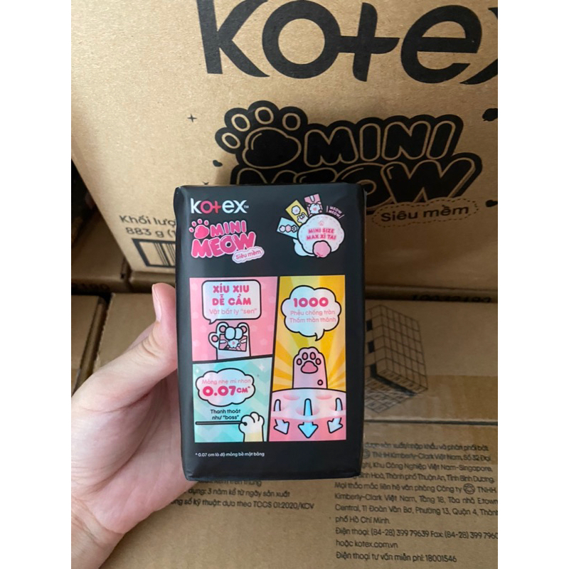 Băng Vệ Sinh Kotex MiniMeow - Siêu Mỏng cánh 24cm 8 miếng