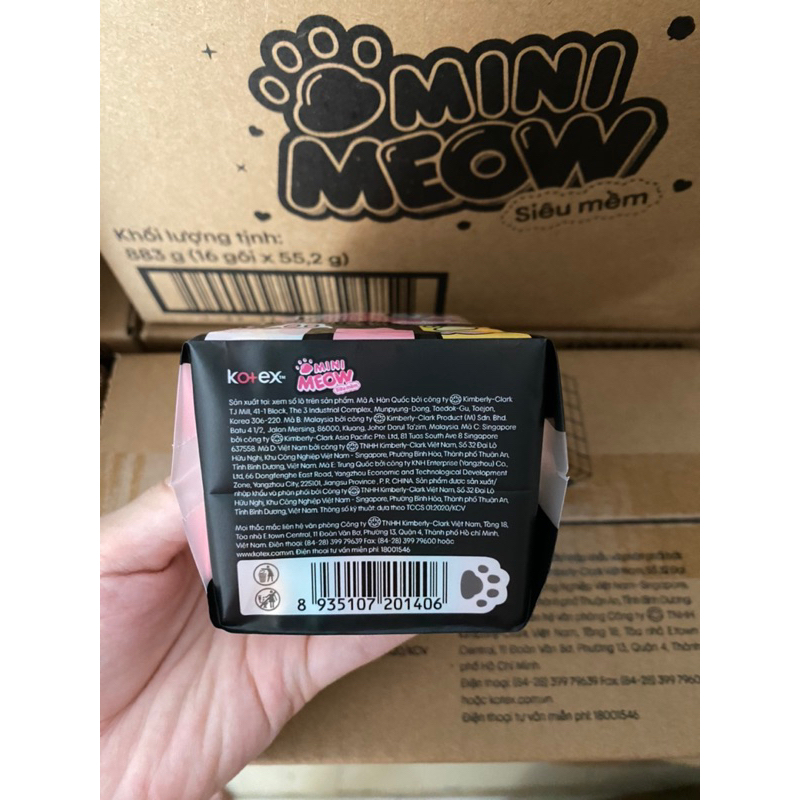 Băng Vệ Sinh Kotex MiniMeow - Siêu Mỏng cánh 24cm 8 miếng
