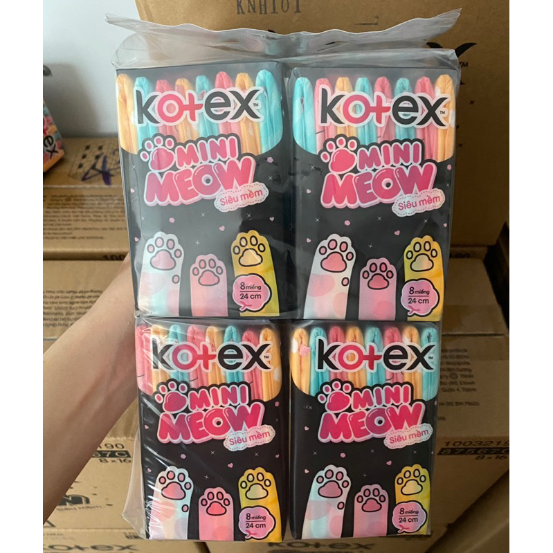 Băng Vệ Sinh Kotex MiniMeow - Siêu Mỏng cánh 24cm 8 miếng