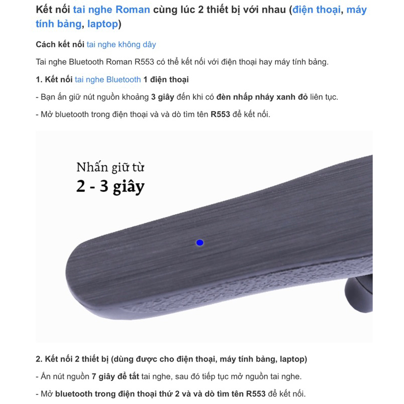 Combo 3 xác Tai nghe bluetooth Roman R553N - R553X