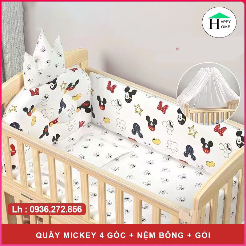 Bộ Quây Cũi Hoàng Gia Cao Cấp, Bao Gồm 4 Mặt  Quây Nôi Em Bé kích thước 100x56 & 116x66
