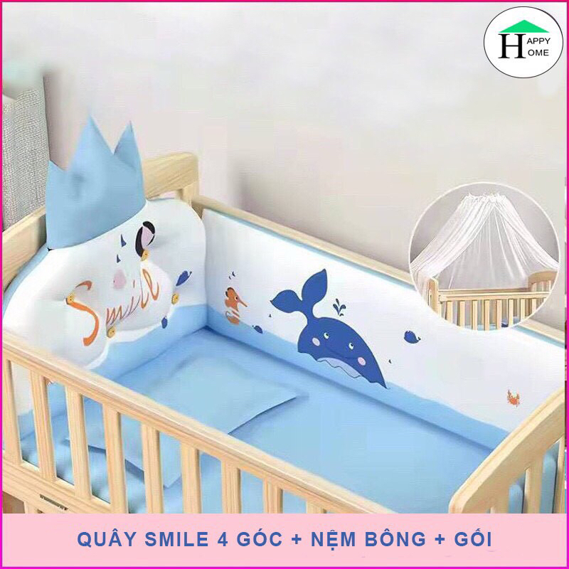 Bộ Quây Cũi Hoàng Gia Cao Cấp, Bao Gồm 4 Mặt  Quây Nôi Em Bé kích thước 100x56 & 116x66