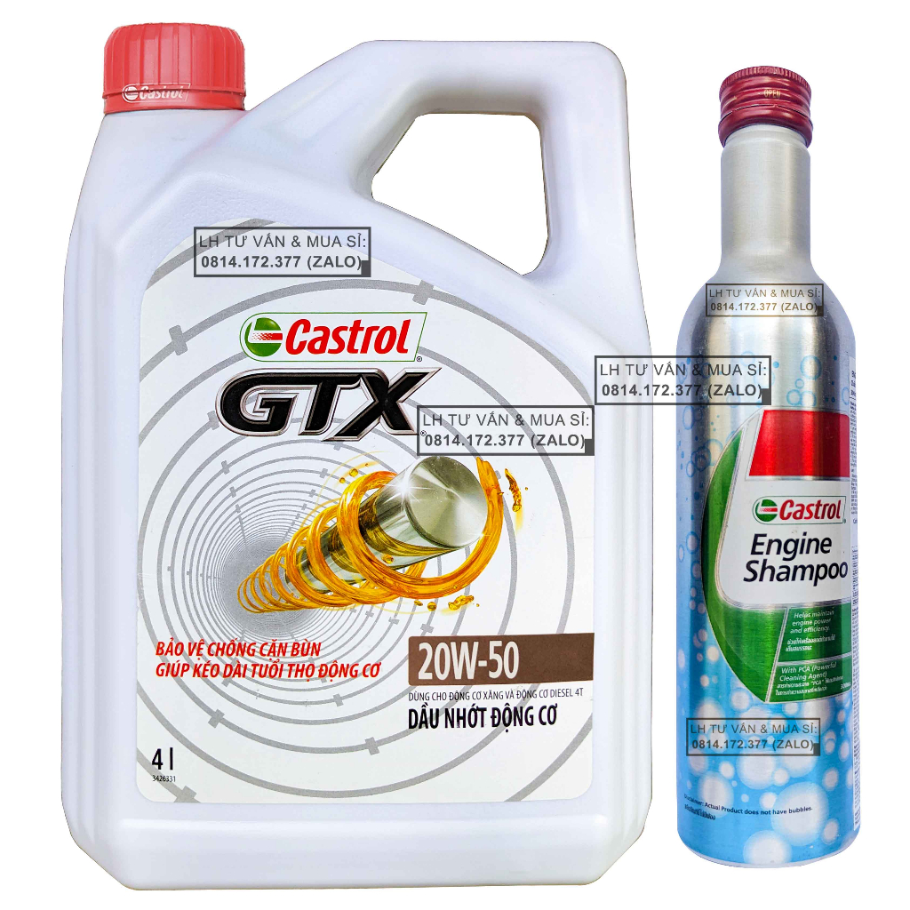 ( Giá KM ) Combo Dầu Nhớt Ô-tô Cao Cấp Castrol GTX 20w50 4.000mL ( 4L ) + Phụ Gia Súc Động Cơ Castrol 300ml