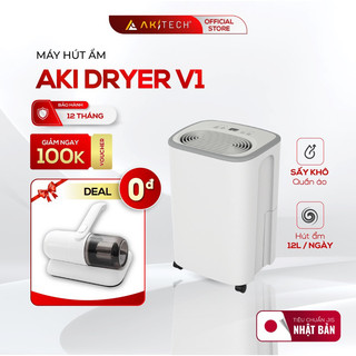 Máy hút ẩm lọc không khí AKI DRYER V1  sấy khô quần áo, khoang chứa nước 2,5L, hút ẩm 12L