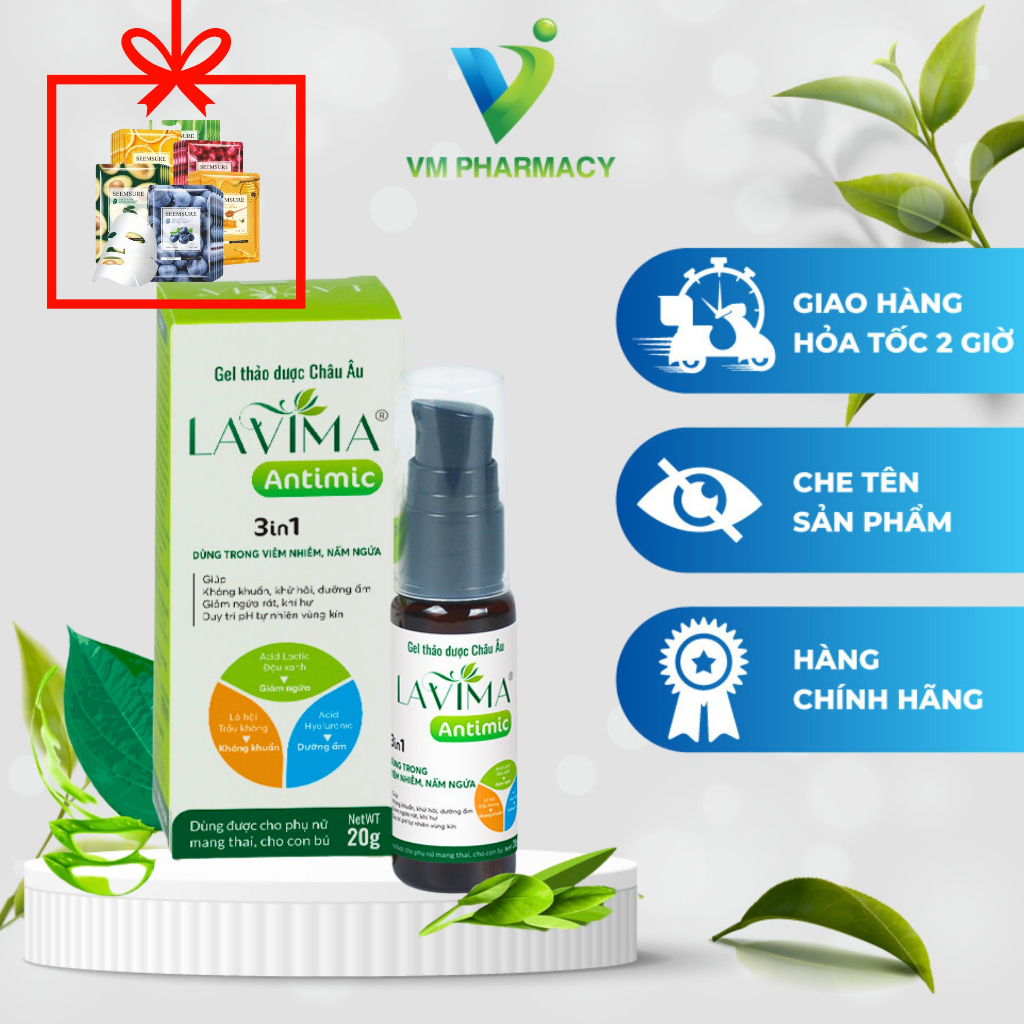 Gel Bôi Phụ khoa Thảo dược Châu Âu LAVIMA 20g - Ngăn ngừa Huyết trắng, Nấm Ngứa, Lộ Tuyến