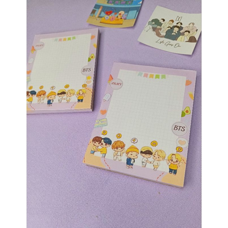 Tập giấy Note Phong cách BTS A RMY. Kích thước 6x9cm
