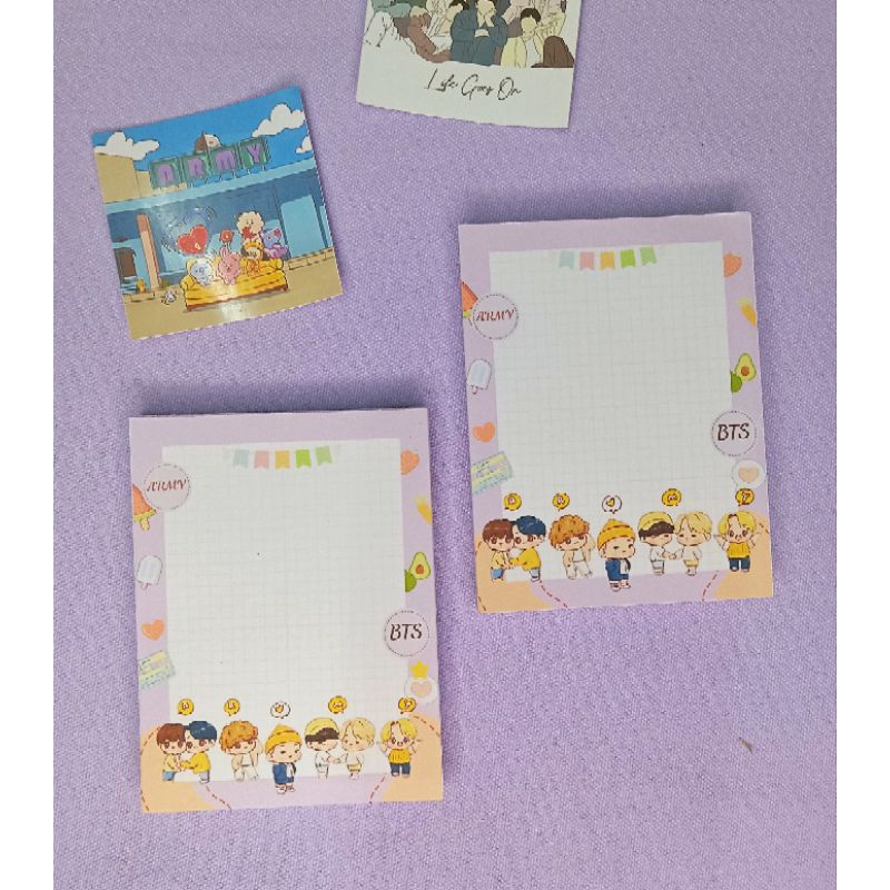 Tập giấy Note Phong cách BTS A RMY. Kích thước 6x9cm