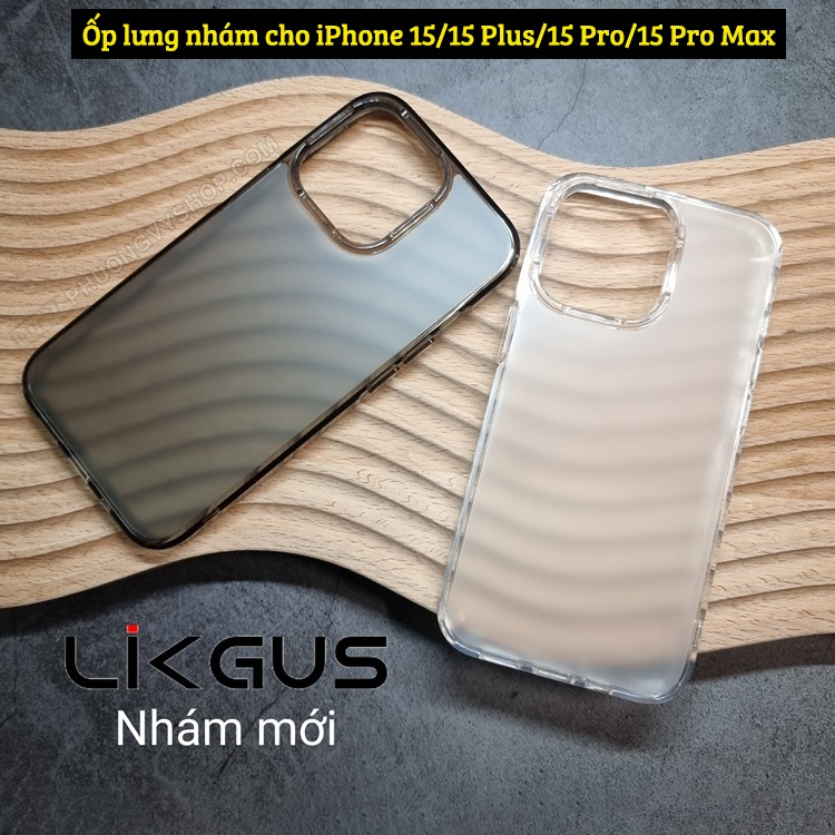Ốp lưng nhám mờ Likgus Matte cho iPhone 15 Pro Max, 15 Pro, 15 Plus, iP 15 - Thiết kế chống bám vân mồ hôi tay chống sốc