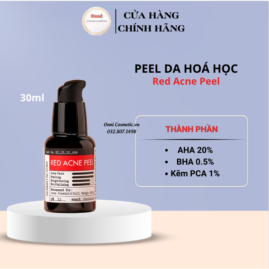 Peel AHA 20% ,Tẩy da chết hoá học Derma Factory Red Acne Peel 30g