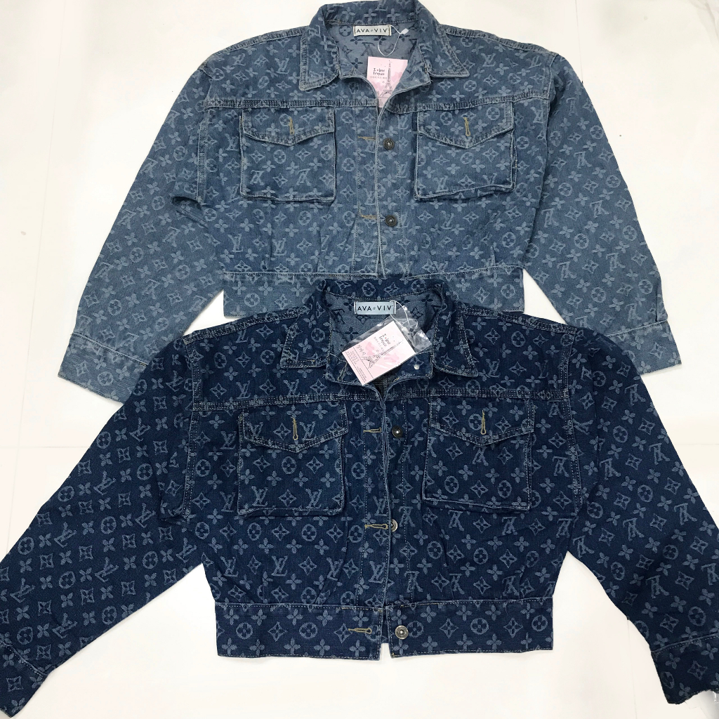 Áo khoác jean tay dài họa tiết túi hộp form croptop hàng đẹp | A&JEAN STORE