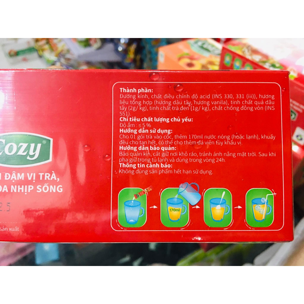HỘP TRÀ COZY ICE TEA ĐÀO/DÂU/CHANH/VẢI 240G