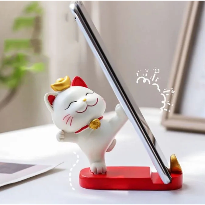 Giá Đỡ Điện Thoại Để Bàn Mẫu Mèo Thần Tài -  Giá Đỡ Điện Thoại Mèo Trang Trí Bàn Làm Việc Siêu Cute