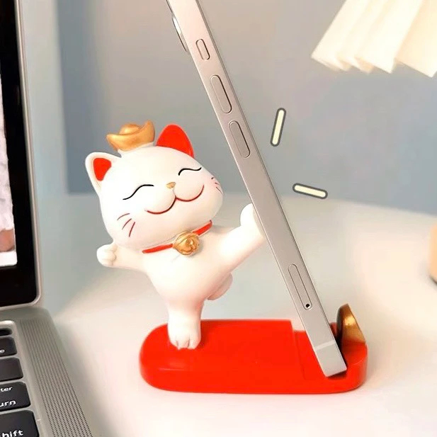 Giá Đỡ Điện Thoại Để Bàn Mẫu Mèo Thần Tài -  Giá Đỡ Điện Thoại Mèo Trang Trí Bàn Làm Việc Siêu Cute