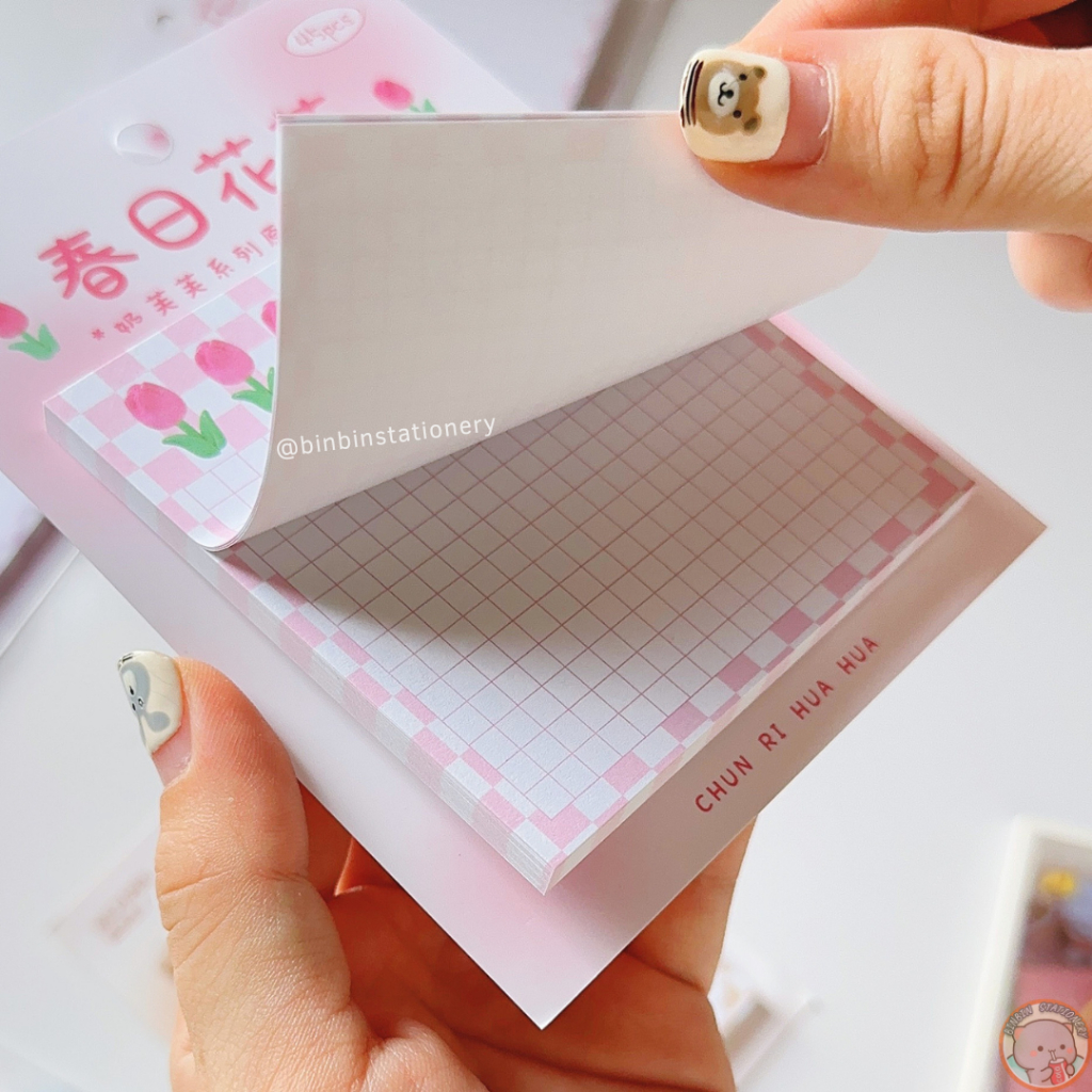 Một sấp 45 tờ giấy note tulip Mr.Paper dày dặn, kẻ caro, có keo dán mặt sau, giấy dày dặn GN04