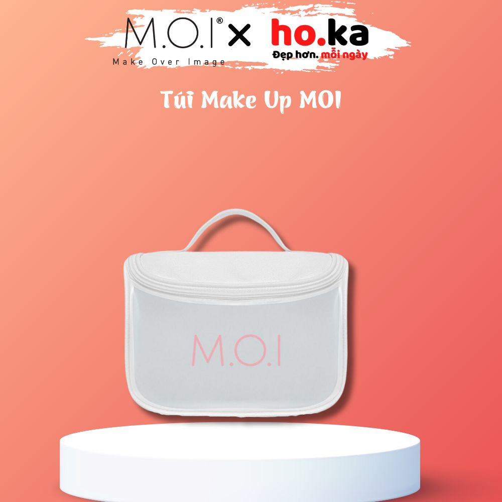 Túi Make Up M.O.I trắng đựng đồ trang điểm tiện lợi
