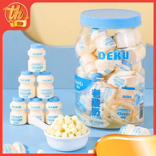 Kẹo sữa chua viên nén deku , kẹo sữa chua 2 vị sữa chua - dâu tây, lọ mini kẹo sữa chua, đồ ăn vặt nội địa