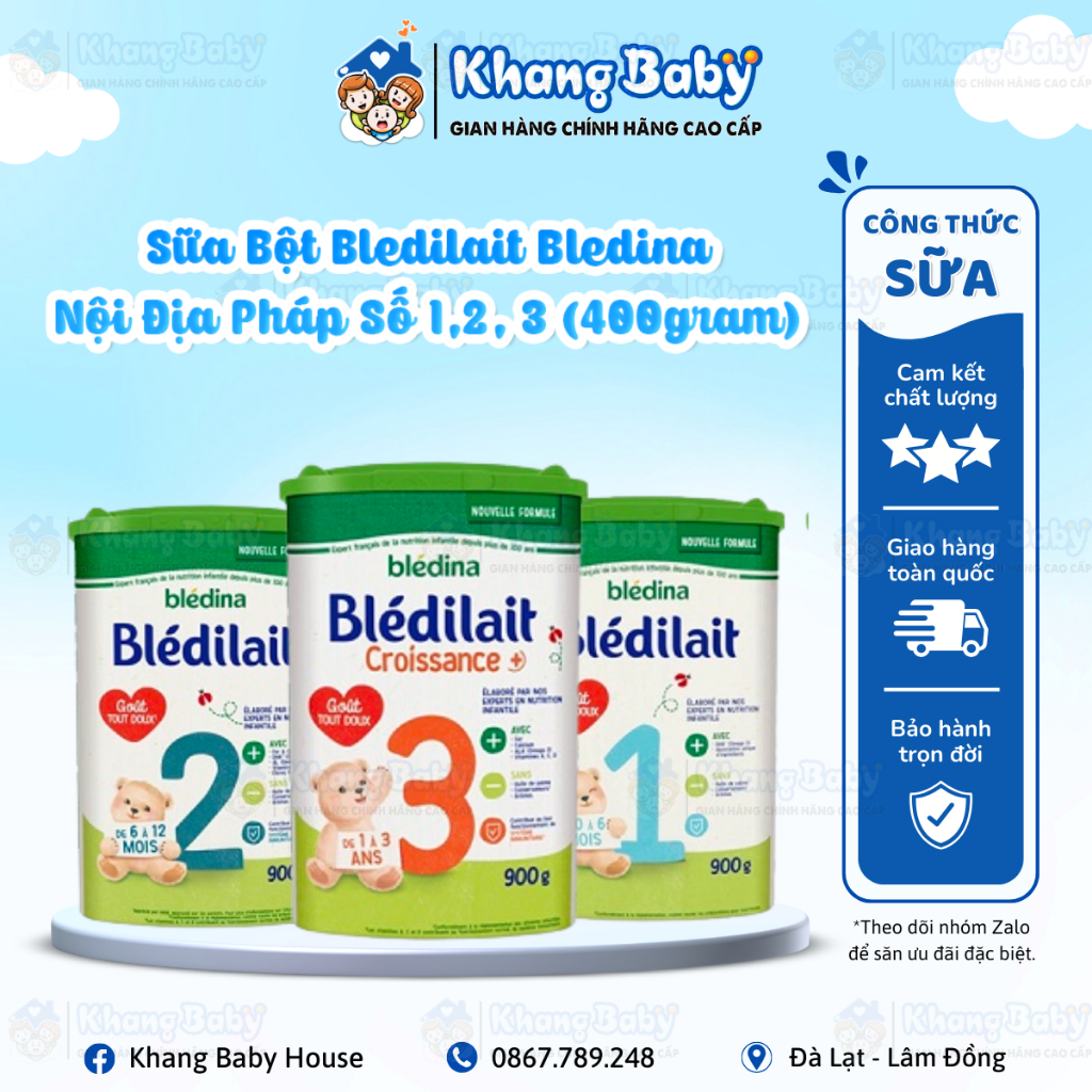 Sữa Bột Bledilait Bledina Nội Địa Pháp - Số 1,2 và 3 (400 gram)