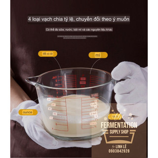 Ca/cốc đong đo lường thủy tinh vạch chia  làm bánh nấu ăn trà kombucha nấm sữa chua milk kefir nấm nươc dừa water kefir